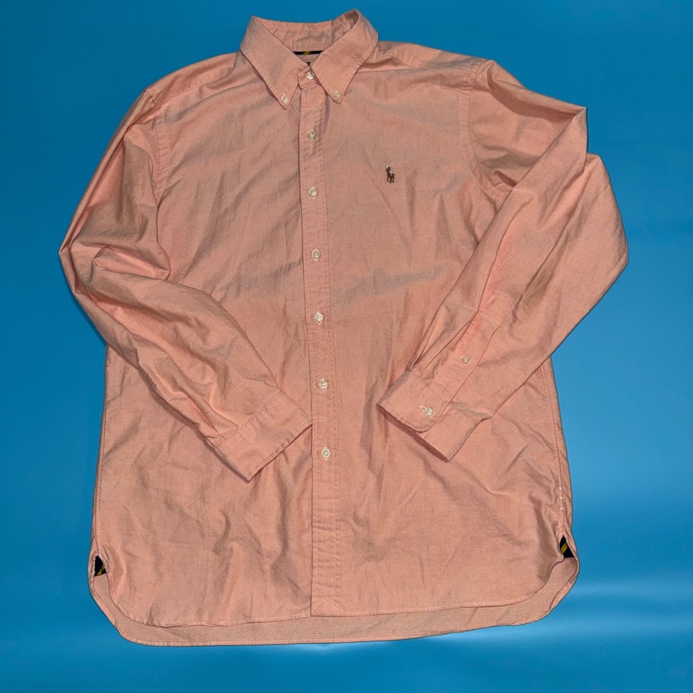 Ralph Lauren Mens Classic Fit Oxford Shirt Peach Orange Cotton Button Down L